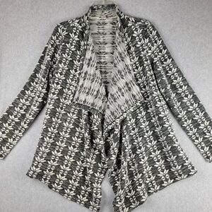 KUT FROM THE KLOTH Black White Nordic Open Front Waterfall Cardigan size medium